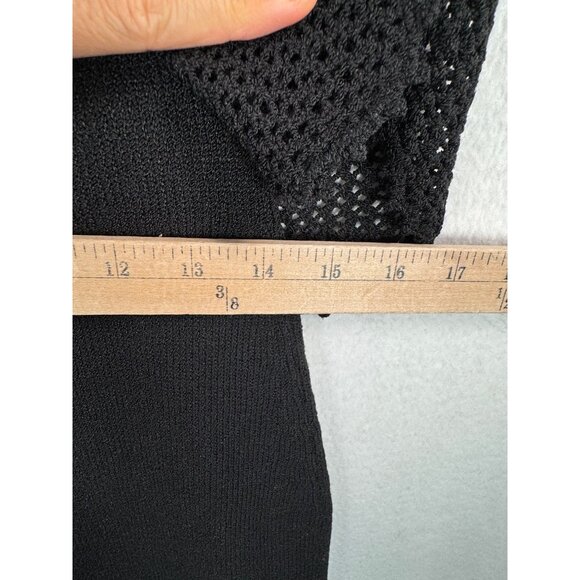 VTG DON SAYRES WELLMORE crochet knit dress wool sheath black 80s 90s sz 8 - Picture 5 of 7